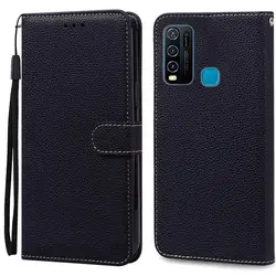 Elegant Wallet Flip Phone Case with Soft Bumper - Premium Back Cover s in Stylish Design for vivo Y30 (Black)