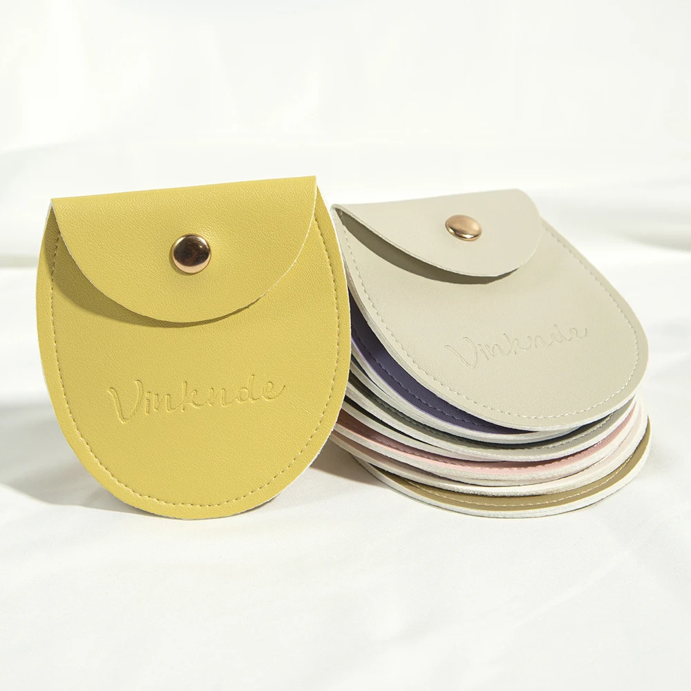 50pcs Leather Round Button Envelope Gift Bag Custom Logo Jewelry Packaging Earrings Necklace Brooch Package Small Ring Pouch