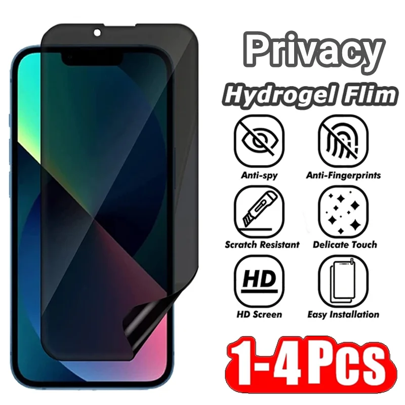 1-4Pcs Anti-Spy Hydrogel Film for IPhone 13 12 15 Pro Max 8 7 Plus Privacy Screen Protectors for iPhone 11 14 Pro XS MAX X XR SE 45 degrees privacy screen protectors for iphone x xr xs 7 plus 12 mini anti spy protective glass for iphone 11 13 pro max se3