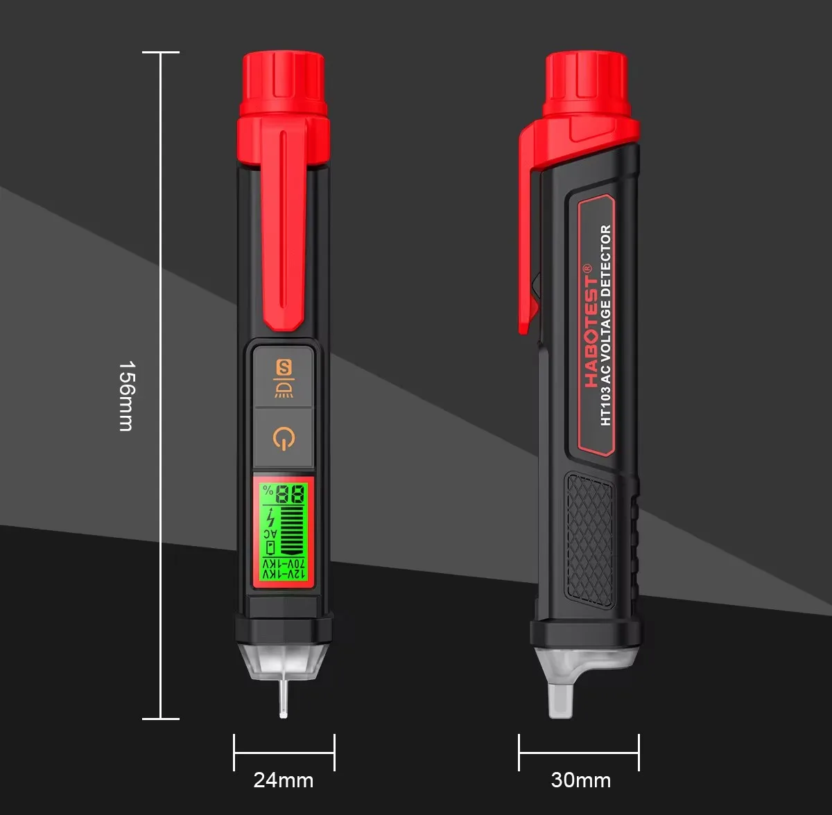 HABOTEST HT103 비접촉식 AC 전압 테스터 12-1000V 방수 디지털 전압 감지기 LCD 디스플레이가 있는 전기 테스터 펜