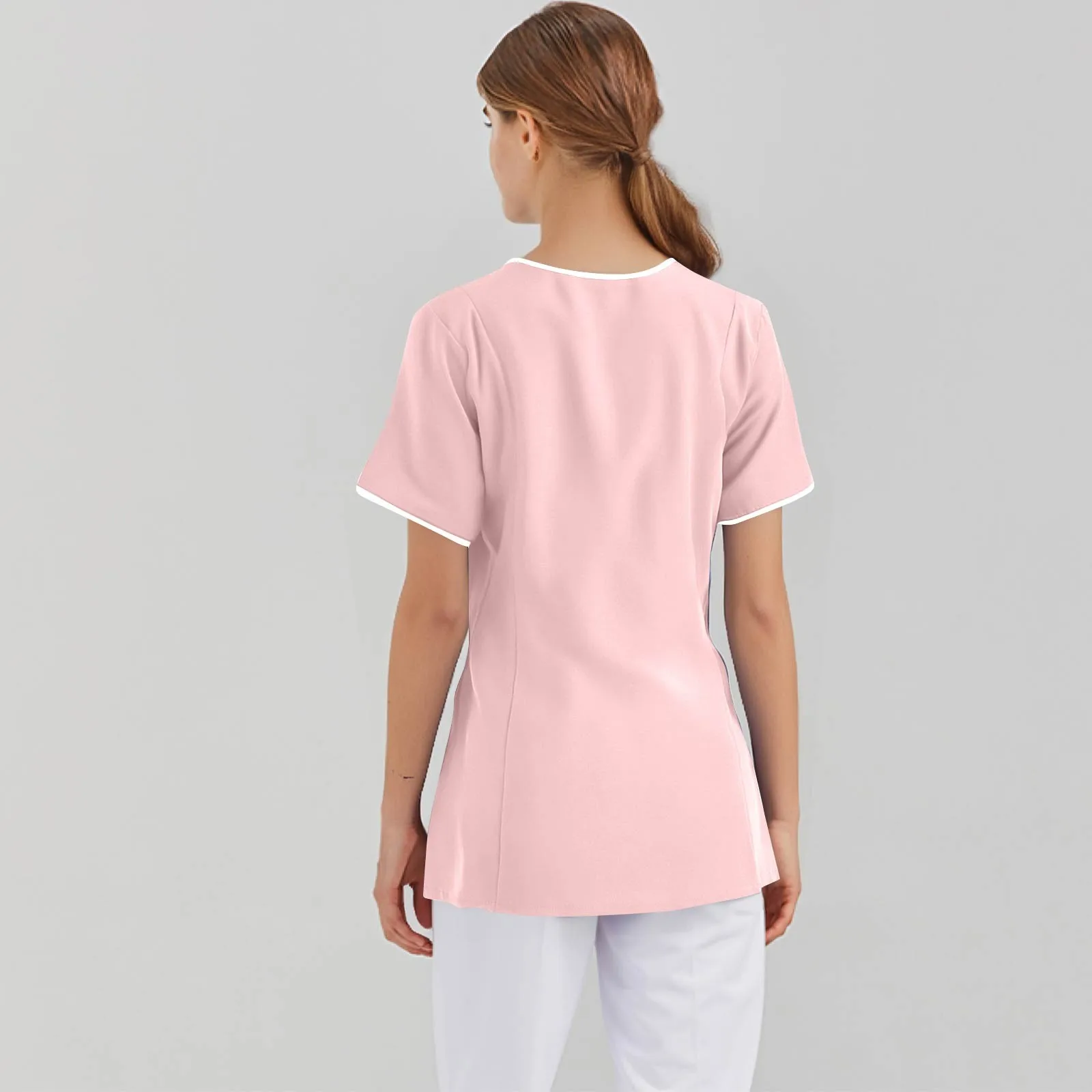 Ropa de trabajo clínica, uniforme de enfermera médica, Top de manga corta, ropa de médico, blusa médica de Color sólido,