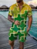 Color Gradient 2 Pcs Sets Golf Summer Fashion Mens Polo Shirts Short Sleeve + Short Pants Sets Tracksuit Casual Beach Suit 1