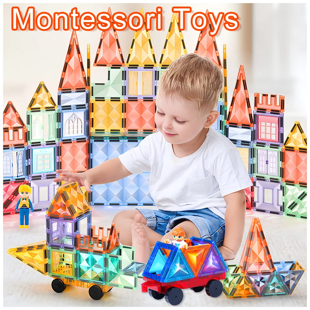 Magnetic Tiles Toys Building Blocks Montessori Educational Preschool ...