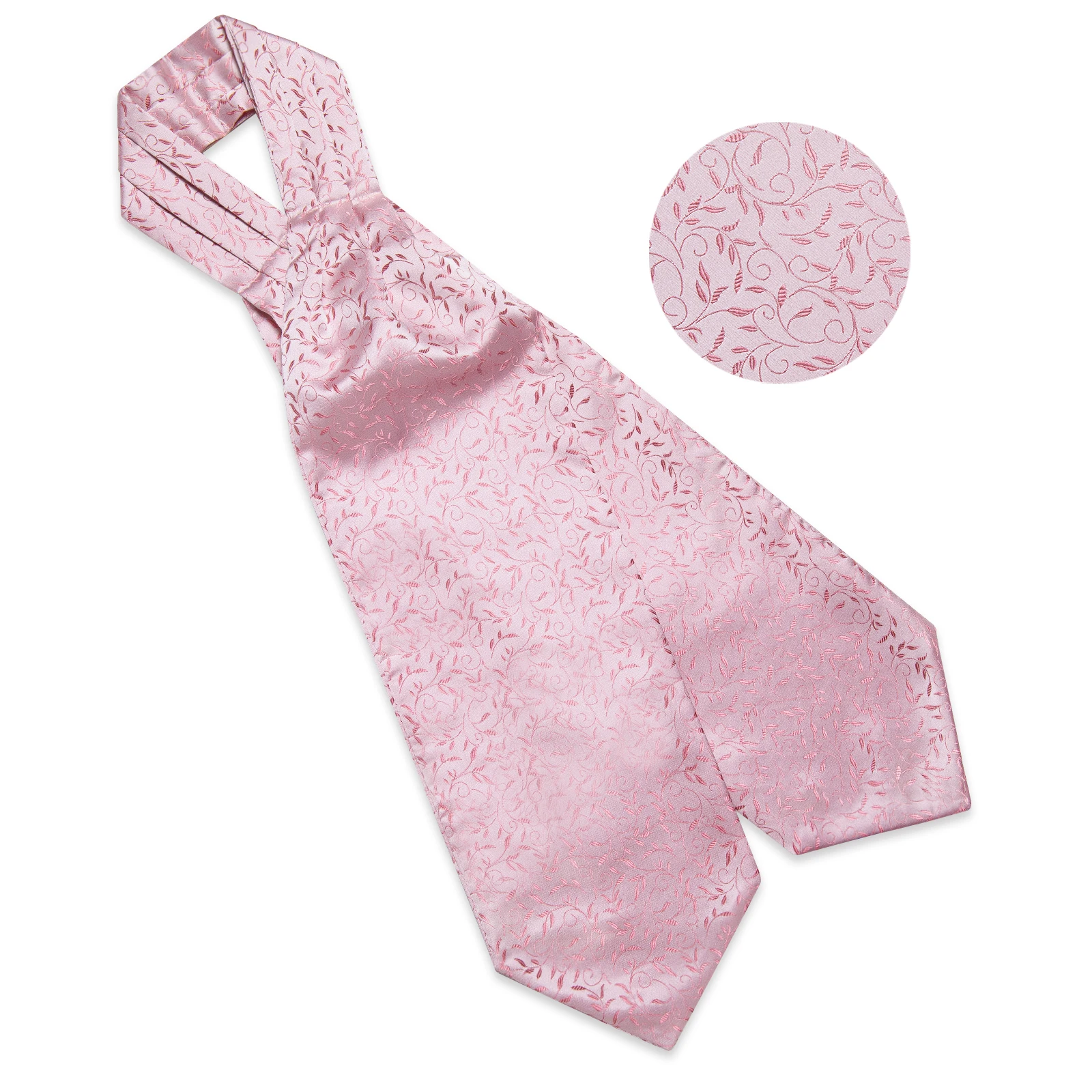 Great British Tie Club Men's Satin Wedding Ruche Cravat – Pre-Tied, Adjustable, Baby Pink (Italian Satin, UK Made) - View #5