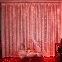 LED Curtain Fairy String Lights for Festive and Home Decor (Red)