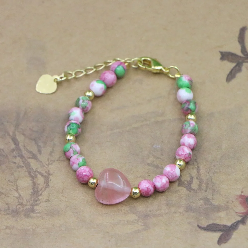Natural Stone Bead Bracelet for Girls - High Quality Lobster Clasp Jewelry Gift