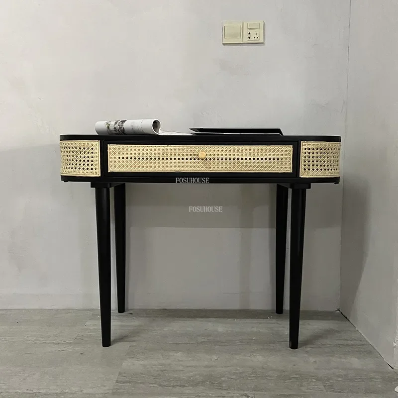 Description Picture 3 of itemJapanese rattan Dressing tables solid woodFOSUHOUSE Office Storage Side Cabinet with Drawers  Home dressers Bedroom Furniture S