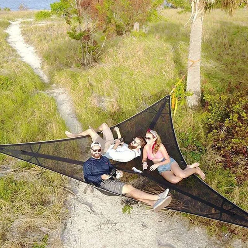 Çok kişi taşınabilir ekstra büyük katlanabilir hamak üçgen açık bahçe kamp  turist asılı eğlence ağı hamak salıncak