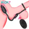 IKOKY Delay Ejaculation Sex Toys for Men Prostate Massager Penis Ring 10 Modes Anal Vibrator Double Cock Ring Wireless Remote 1