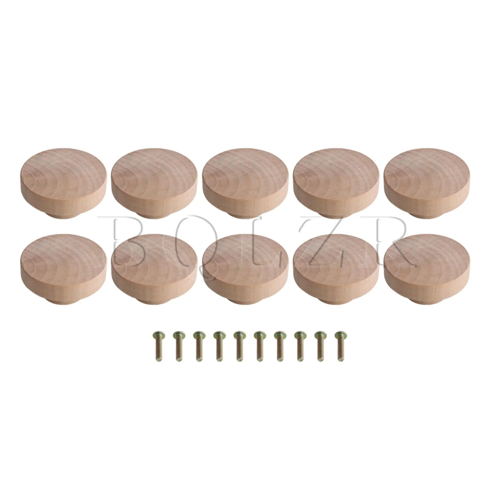 

BQLZR 60pcs Wooden Knob Round Pull Handle 50x25mm for Home Accessory