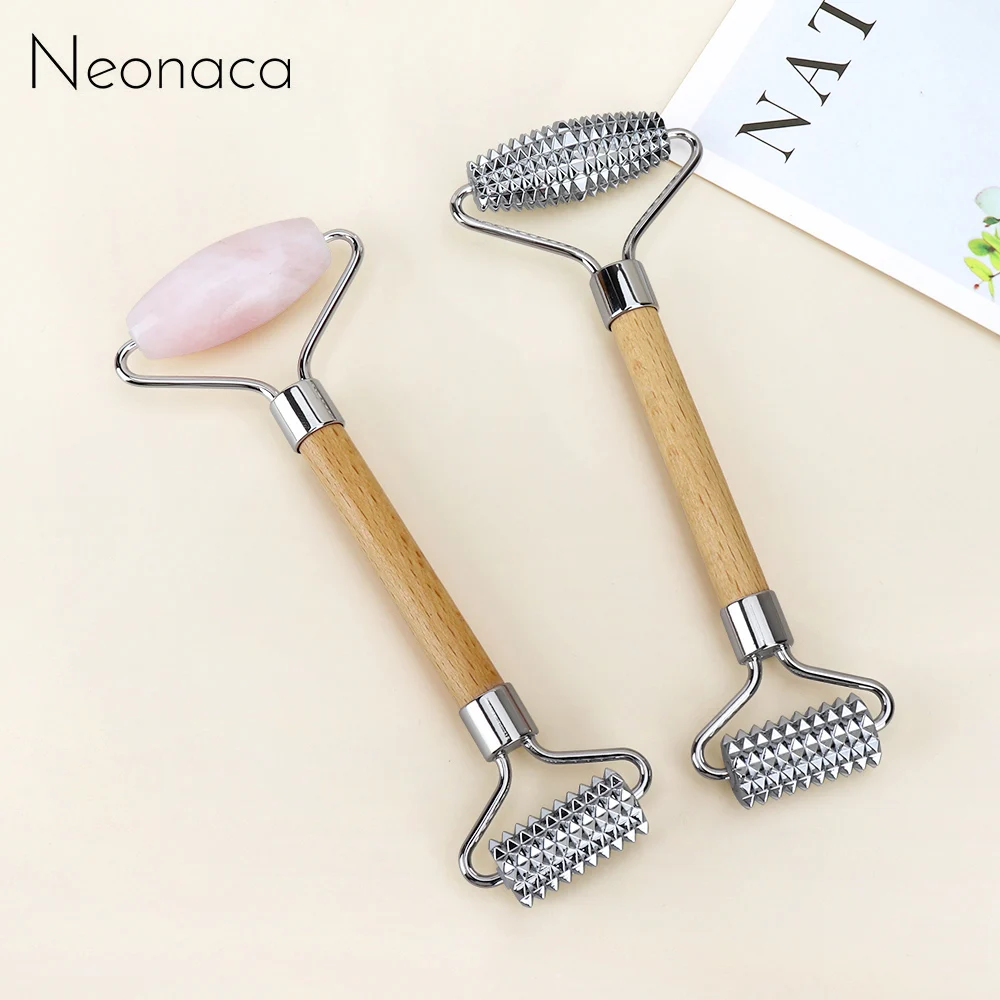 Facial Derma Roller Zinc Alloy Skin Lifting Tightening Massage Roller for Face Wrinkle Acne Removal Derma Stamp Mesotherapy Tool facial massage roller pink