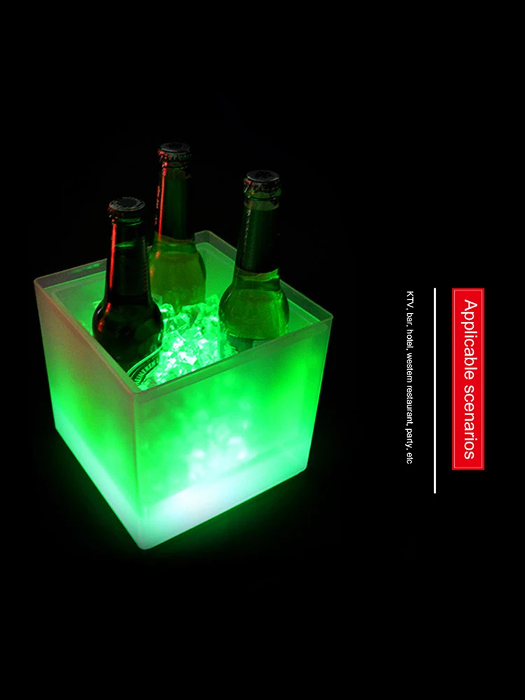 Luminous Portable Champagne Wine Ice Bucket Double-Layer Beer Barrel Bar Ice Buckets Nightclub Bar Party Decor