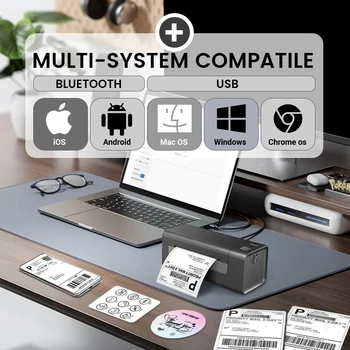 Bluetooth Thermal Label Printer Small Wireless Shipping Label Printer 4X6 inch Portable Maker Compatible with Various systems 2