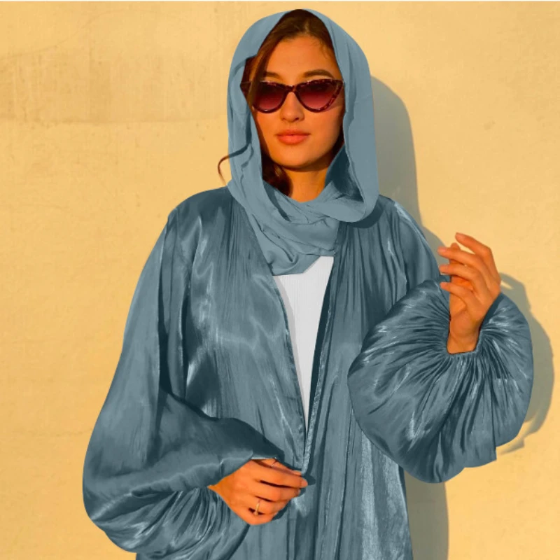 

Islam Dubai Turkey Abaya Solid Color Eid Corset Puff Sleeves Robe Ramadan Abayas Femme Muslim Women's Dress Dresses for Woman