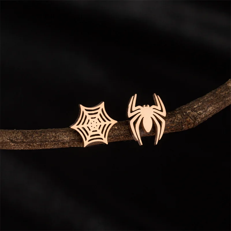 Hiphop Punk Spider Earings Fashion Women Jewelry Small Spider Web Stud Earrings Men Piercing Hallowmas Jewellery Cosplay Gift 6