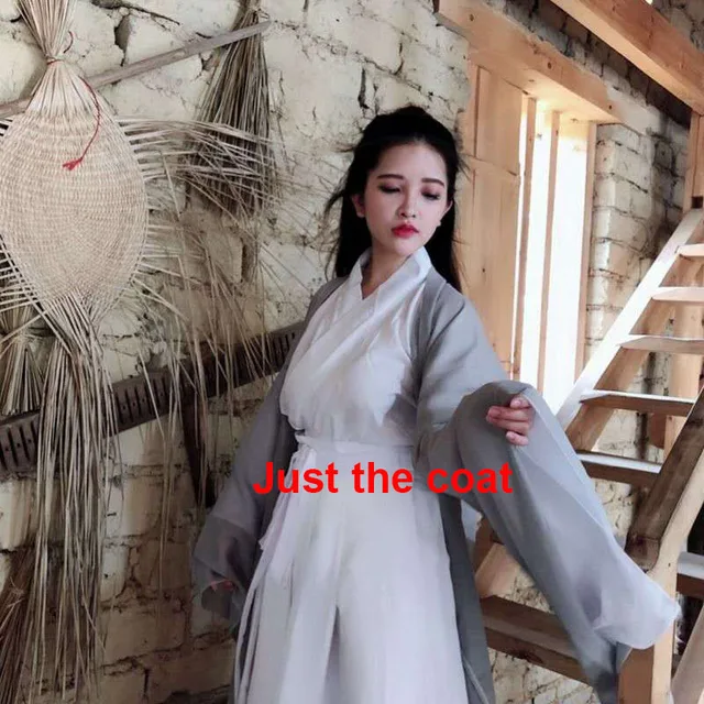 2022 Hanfu Coat Chinese Style Traditional Daily Hanfu Pure Han Tang Ancient Women Chiffon Cardigan Chinese Clothes for Women only grey coat