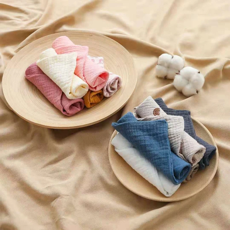 10PCS Baby Towel Set Teething Bibs for Toddler Burp Cloth Gauze-Cotton Handkerchief Back Absorb Towel Newborn Bath Facecloth images - 6