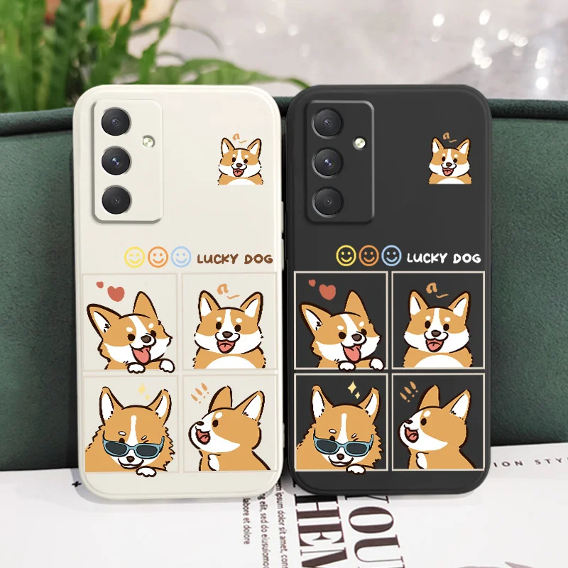 Silly Corgi Phone Case For Samsung Galaxy A55 A35 A25 A15 A16 A06 A05 A05S A54 A34 A24 A14 A04 A04S A04E 4G 5G Cover phone case leather phone case