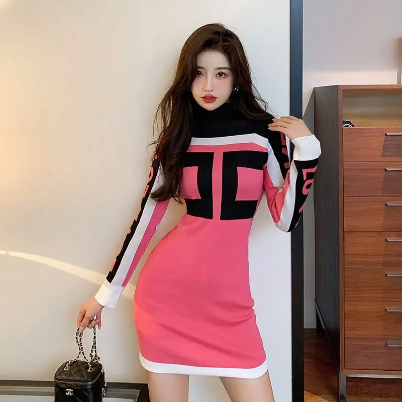 

Autumn and Winter Fashionable Age Reducing Small Knitted Bottom Skirt Wearing Autumn and Winter Fashion Letters Long Sleeve