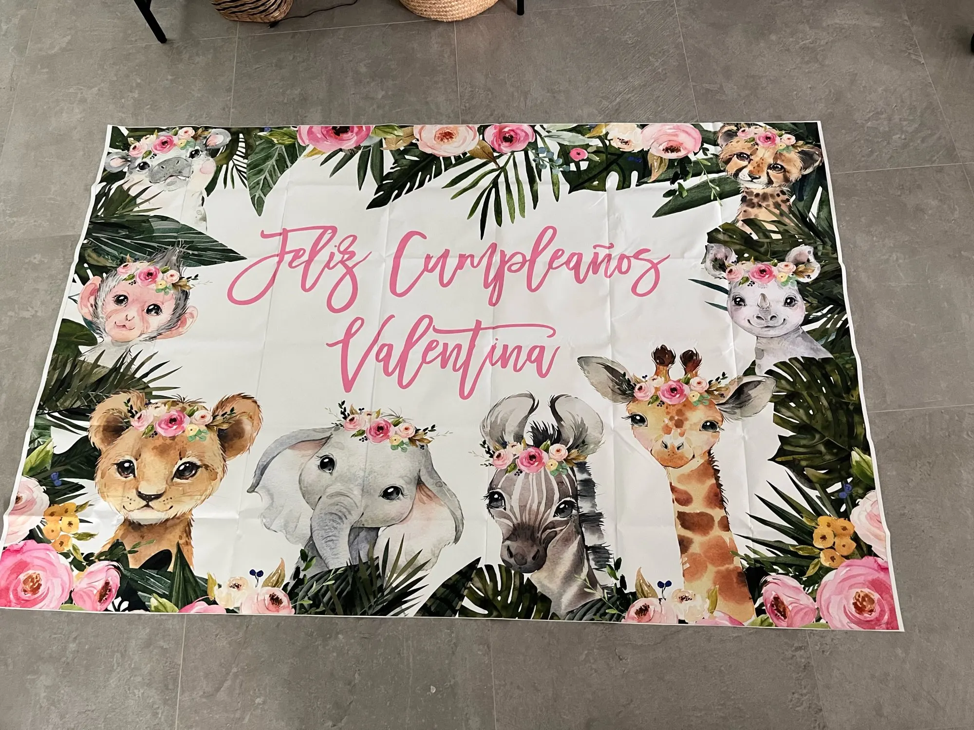 Mocsicka Girl Two Wild Backdrop Jungle Safari Animals 2nd Birthday Photography Background Cake Dessert Table Decor Banner