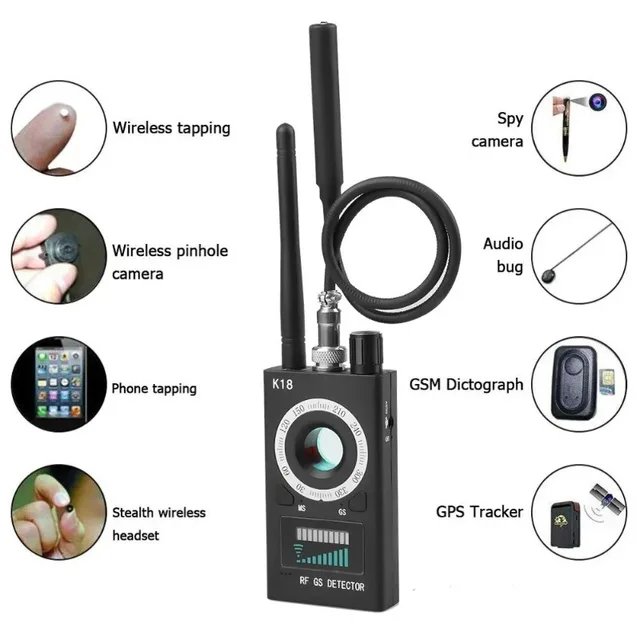 New K18 Multi-function Anti-Candid Cam Wireless Lens Device Finder 1MHz-6.5GHz GSM Audio Bug Finder GPS Signal RF Tracker Detect 2