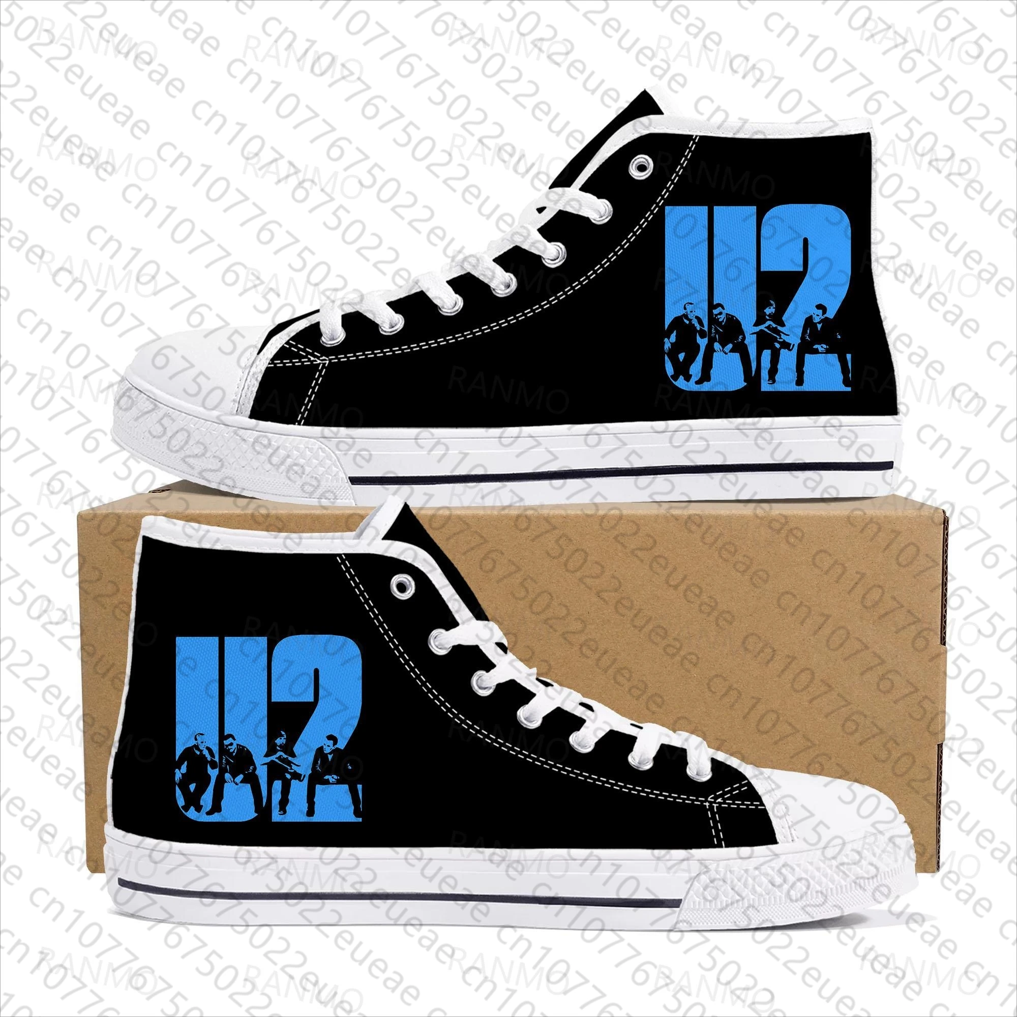 U2 Rock Band Fashion punk High Top High Quality Sneakers Men Women Teenager Canvas Sneaker Casual Couple Shoes Custom Shoes 2