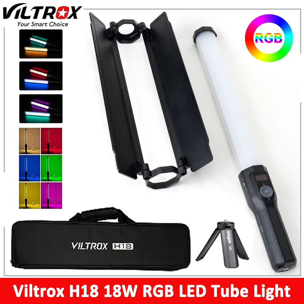 

Viltrox H18 18W двухсторонняя RGB фотолампа, ручная фотолампа с 26 осветительными эффектами, управление приложением, фотолампа 2800-6800K