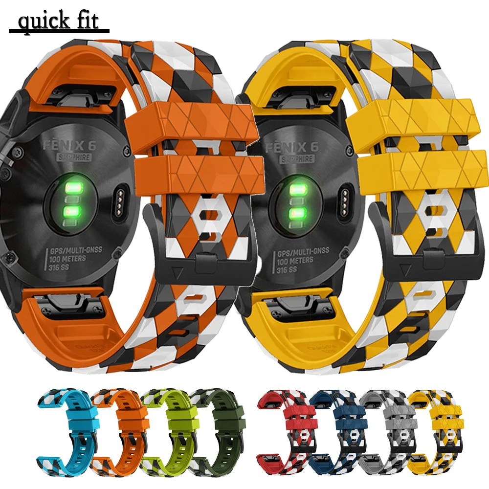 26mm Bracelet Smart Watch Band Straps For Garmin Fenix 7X/5X/5X Plus/6X Sapphire/6X Pro Tricolor Football Pattern Sport Band