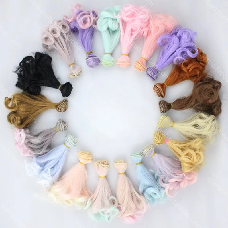 Wig Pear Blossom Head Crochet Doll High Temperature Silk Hair Row Straight Roll BJD Doll Accessories