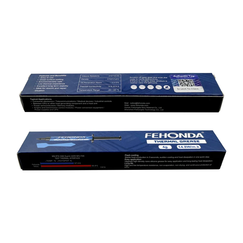 Fehonda 열 페이스트, 전도성 복합 실리콘 그리스 파스타, Termicass, 노트북 CPU GPU VGA용, 14.8W, 4g