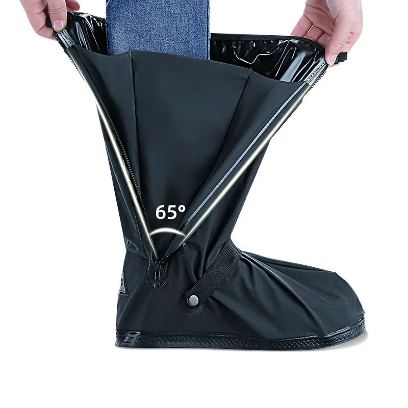 Outdoor Long Length Waterproof Reusable Motorcycle Cycling Bike Rain Boot Shoes Covers Rainproof Shoes Cover Rainproof Thick