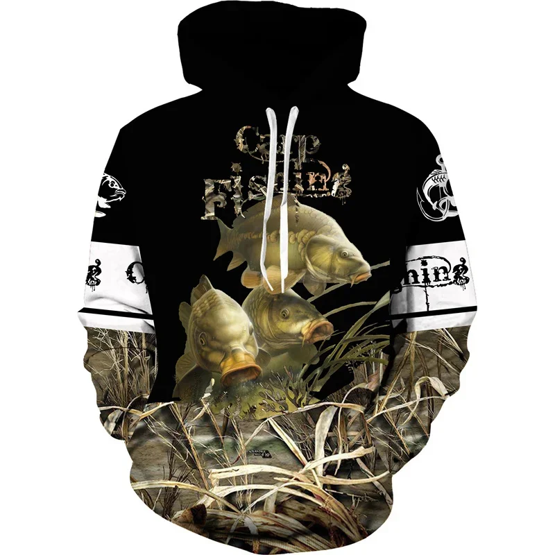 

Carp Fishing Graphic Hoodie For Men 3D Trout Pike Fish Printing New in Hoodies & Sweatshirts Funny Walleye Bass Hooded Pullovers