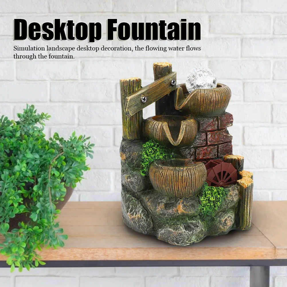Desktop Resin Water Fountain for Home Office Decoration
