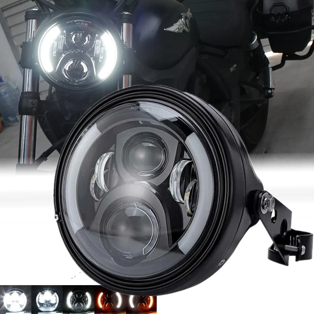 

Universal 7Inch LED Motorcycle Headlight With Housing Bucket Mount Bracket For Cafe Racer Honda Yamaha Kawasaki Suzuki