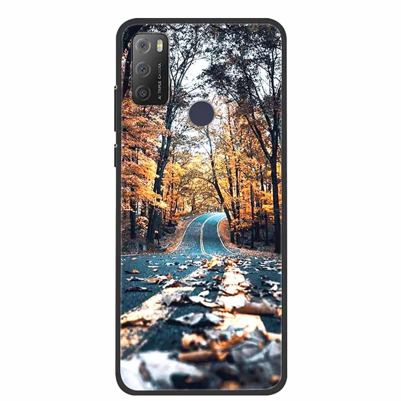 Charming Cat & Floral Design Silicone Phone Case, Black 6.52''