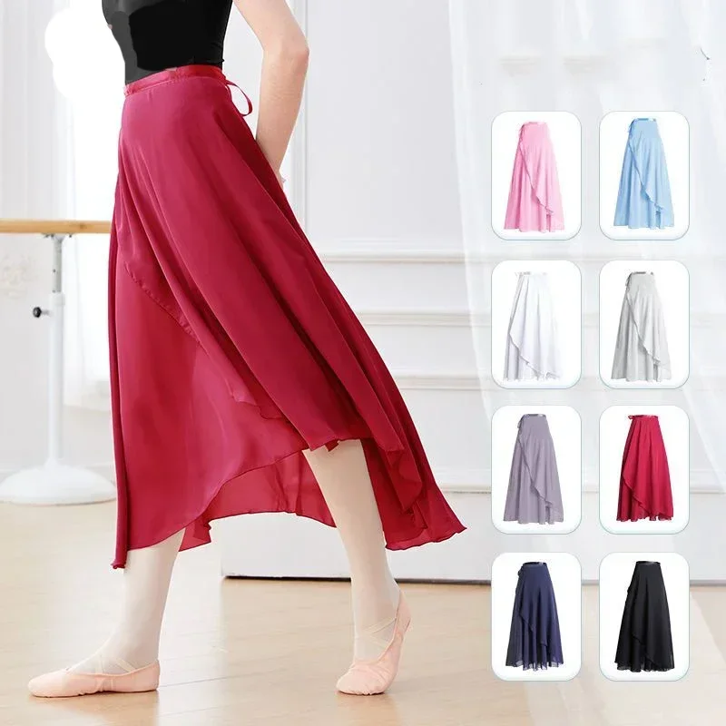 Chiffon Ballet Tutu Dance Skirt Wrap Scarf Ballerina Lyrical Long Ballet Skirt Gymnastics Dress Women