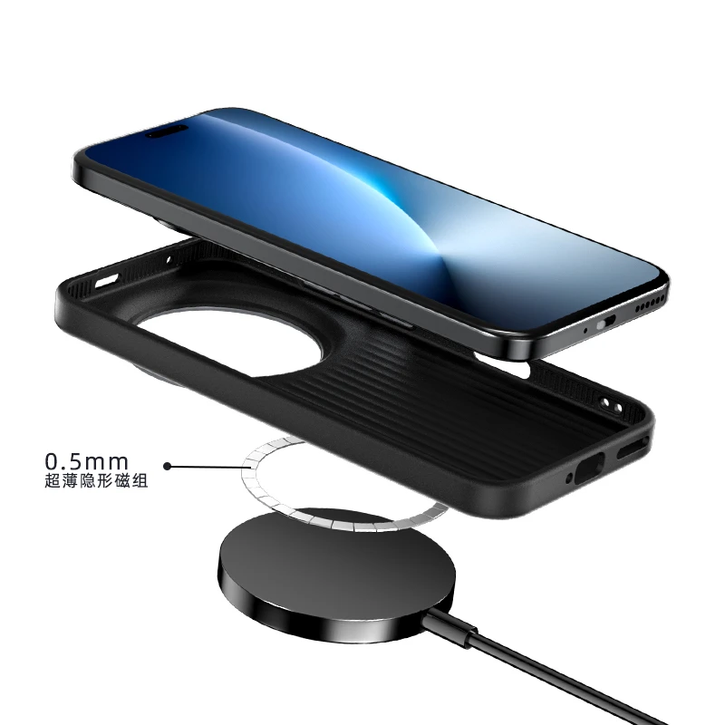 Enhanced Magnetic Grid Striped Slim Case with Magsafe Charging Support