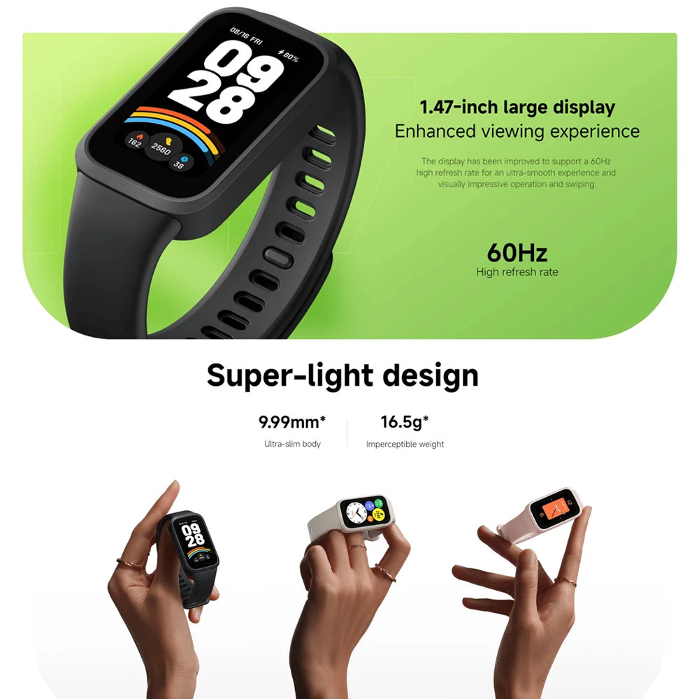 Global Version Xiaomi Smart Band 9 Active Bluetooth Smartwatch 1.47" TFT Screen 18 Days Battery Life Sports Modes Sleep Tracking 4