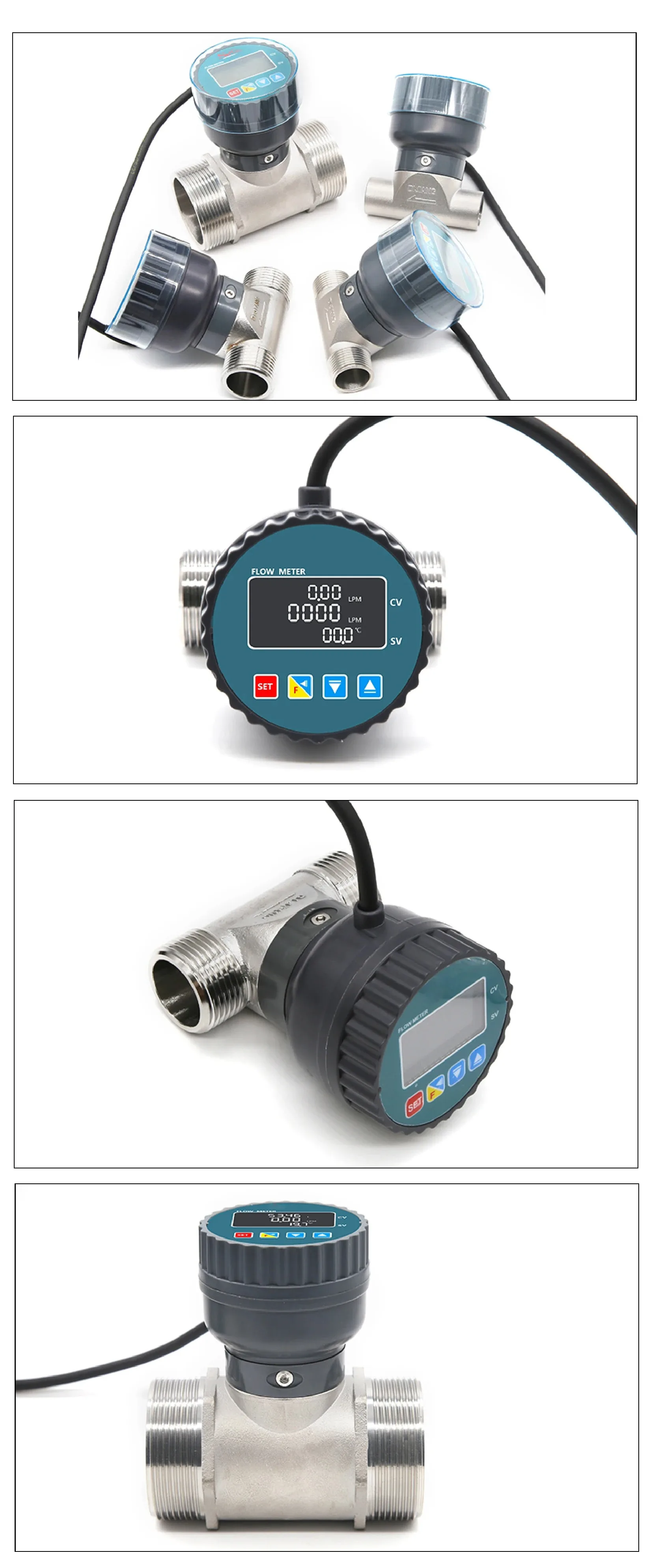 RS485 Stainless Steel Digital Display Flow Meter High Precision Liquid Water Flo