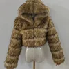 Autumn Furry Cropped Faux Fur Coats Jackets Women Fluffy Top Coat Hooded Straight Short Winter Fur Jacket Fashion Streetwear New 4