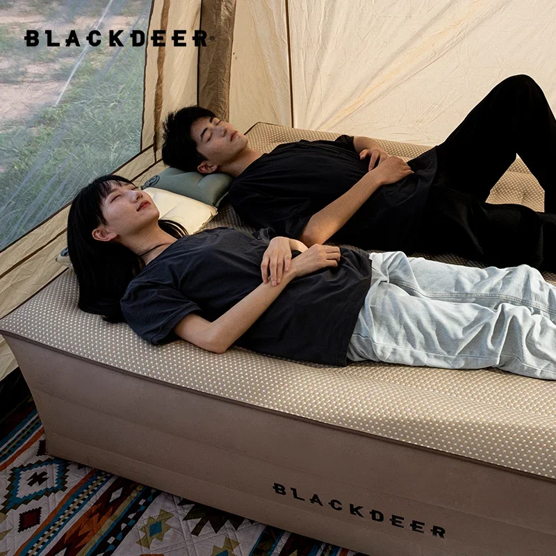 BLACK-DEER Inflatable Bed with Backrest 50cm Camping Mattress  TPU Heightening Air cushion Bed with Electric Air Pump
