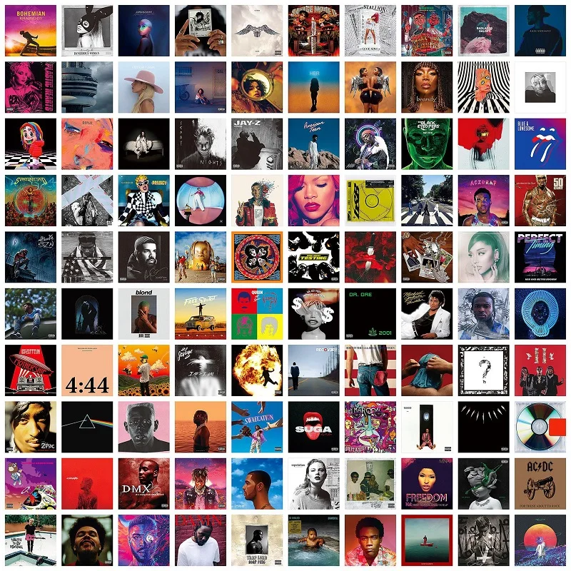 100 Sheets Pop Star Album CD Cover Postcards, Collection Cards, Decorative DIY Envelope Wall Stickers