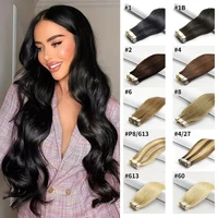 Bande dans les Extensions de cheveux Remy cheveux humains 20 pièces droite sans couture peau trame bande Extensions de cheveux naturel noir cheveux pour les femmes 1