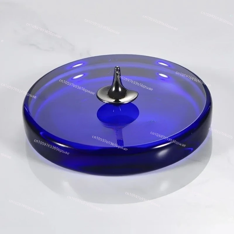 크리스탈 스피닝 탑 트레이, 광택이 나는 부드러운 트레이, 양면 오목형, K9 베이스가 있는 수동 회전식 스피닝 탑 디스플레이 스탠드