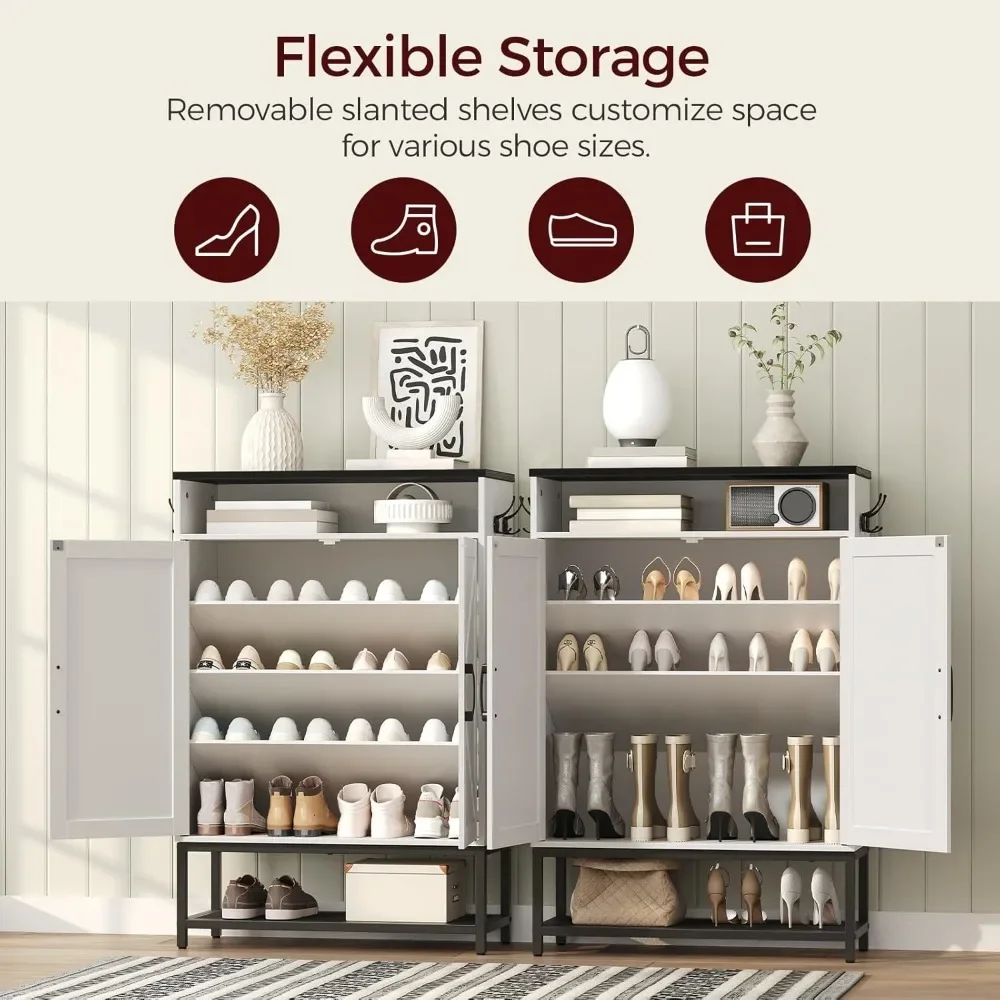 Shoe Storage Cabinet, Farmhouse Shoe Cabinet for Entryway, 6-Tier  Organizer, Narrow Hidden Freestanding Shoe Rack Cabinet 4