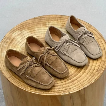 Women's Loafers Shoes Cow Leather Shoes Flat Shoes For Women Large Size Shoes Soft Sole Shoes for Female Female Moccasins