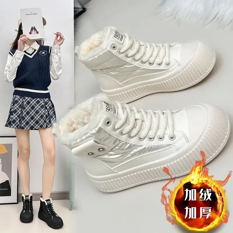 

Женские зимние ботинки на платформе, новинка зимы 2023, бархатные утепленные хлопковые ботинки, модная теплая обувь с хлопковой подкладкой