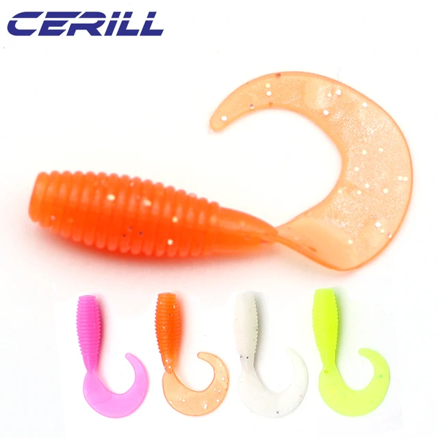 Cerill Lot 10 Volume Tail Grub Bait 4 cm Soft Fishing Lure Silicone Jigging  Wobblers Bass