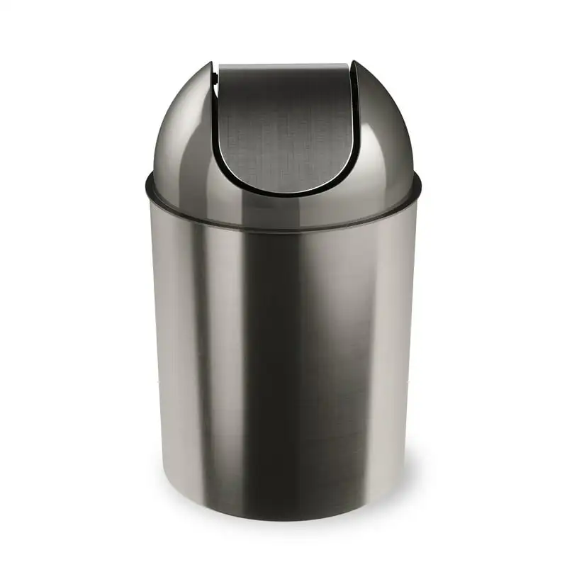 

gal Mezzo Plastic Swing Top Lid Bathroom Trash Can, Silver Small trash can Hanging trash can Kitchen trash can Trash can Kitchen