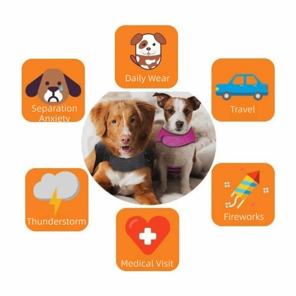 Dog Coat Elastic Dog Anxiety Jacket Reflective Breathable Dog Calming Shirt Keep Pet Calm Soft Dog Thunder Vest Thunder